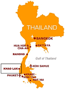 Khao Lak and area map.